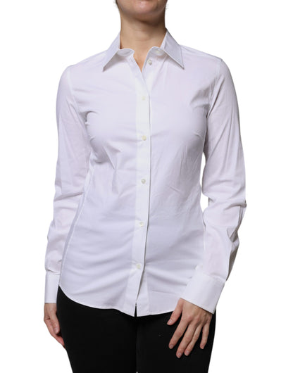 Dolce &amp; Gabbana Top camisero de manga larga con cuello de algodón blanco