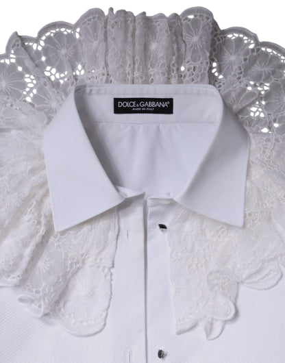 Dolce &amp; Gabbana White Cotton Poplin Shirt Dress Blouse Top