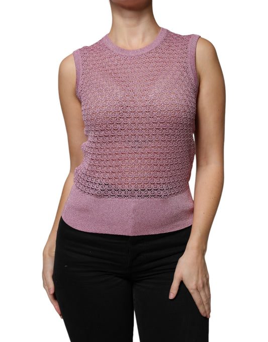 Dolce & Gabbana Pink Mesh See Through Sleeveless Tank Top – IT44 | L par Dolce & Gabbana | Disponible sur Sandy Store ByNet