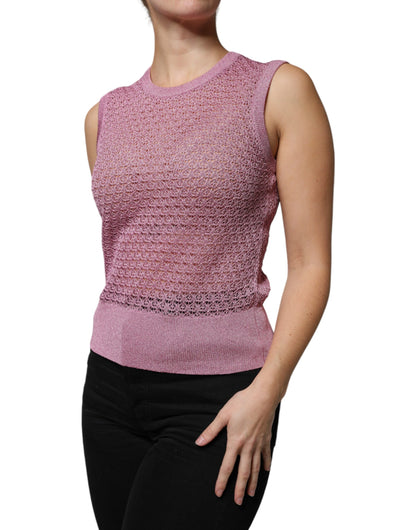 Dolce & Gabbana Pink Mesh See Through Sleeveless Tank Top – IT44 | L par Dolce & Gabbana | Disponible sur Sandy Store ByNet