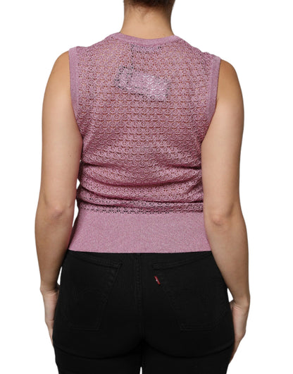 Dolce & Gabbana Pink Mesh See Through Sleeveless Tank Top – IT44 | L par Dolce & Gabbana | Disponible sur Sandy Store ByNet