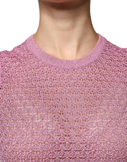 Dolce & Gabbana Pink Mesh See Through Sleeveless Tank Top – IT44 | L par Dolce & Gabbana | Disponible sur Sandy Store ByNet