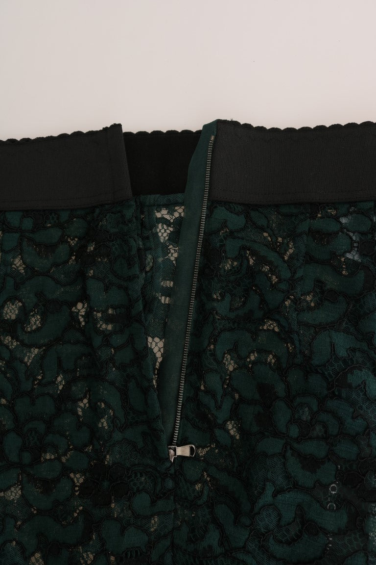 Dolce &amp; Gabbana Pantalones ajustados de encaje floral de cintura alta