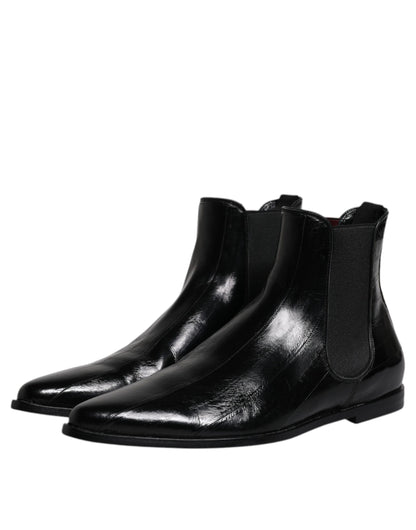 Dolce &amp; Gabbana Botines Chelsea De Cuero Negro Para Hombre Zapatos