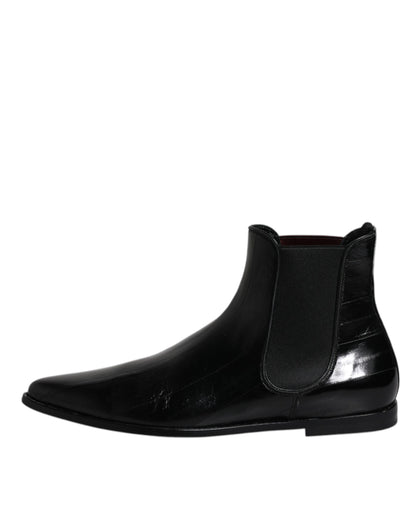 Dolce &amp; Gabbana Botines Chelsea De Cuero Negro Para Hombre Zapatos