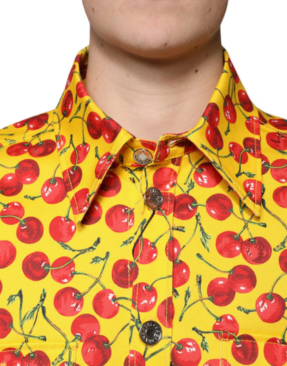 Camisa informal con botones de cereza amarilla de Dolce &amp; Gabbana para hombre