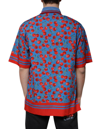 Polo de algodón con cuello azul cereza de Dolce &amp; Gabbana para hombre