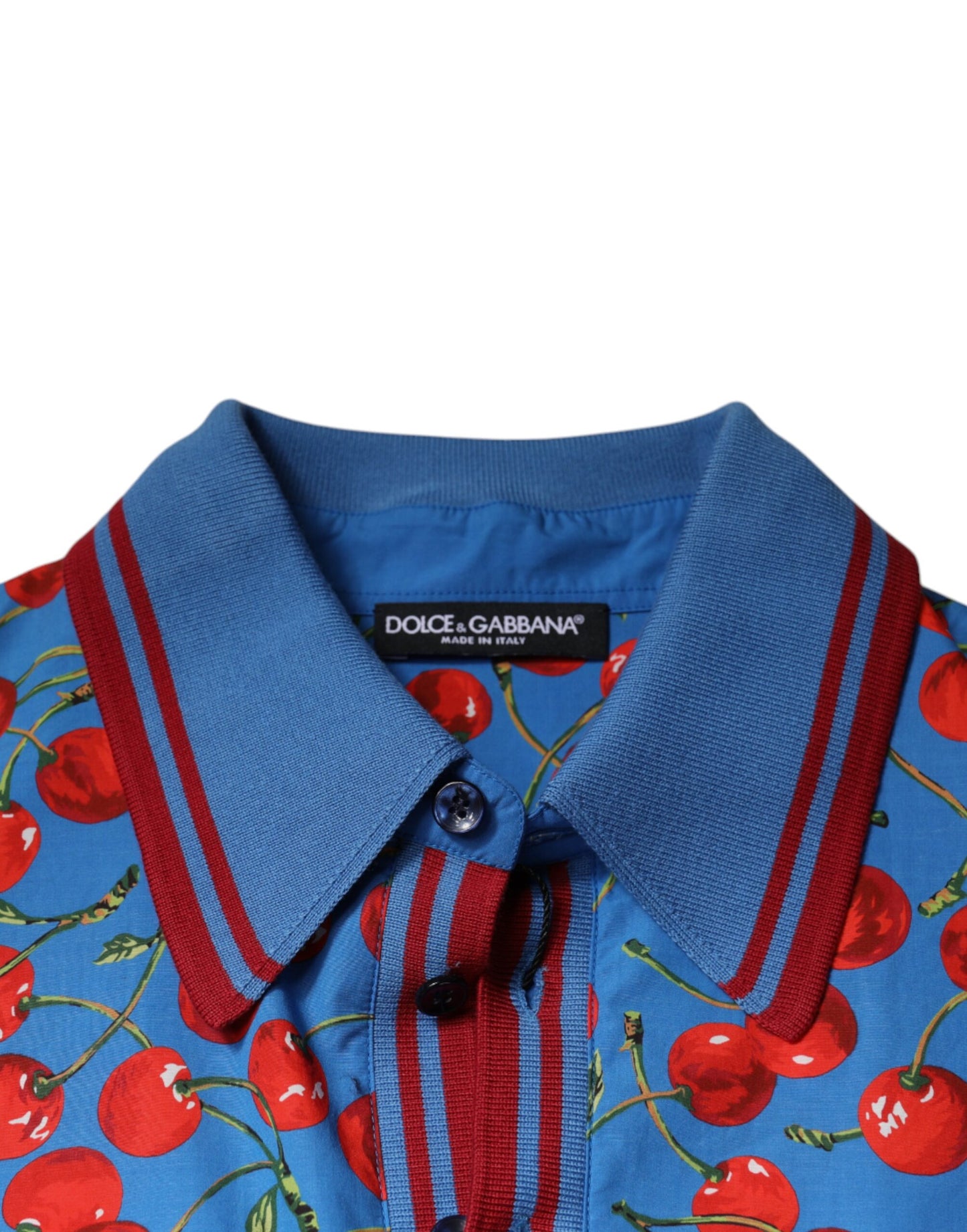 Polo de algodón con cuello azul cereza de Dolce &amp; Gabbana para hombre
