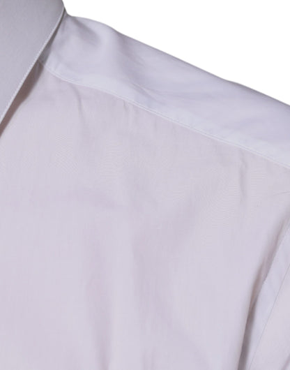 Camisa de vestir formal Dolce &amp; Gabbana de algodón blanco con logotipo dorado para hombre