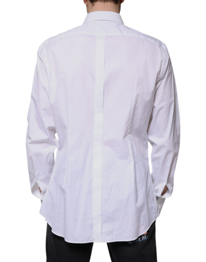 Camisa formal Dolce &amp; Gabbana de popelina de algodón con pechera blanca dorada