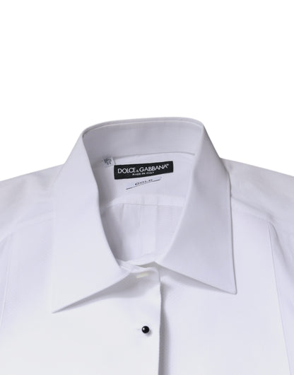Camisa formal Dolce &amp; Gabbana de popelina de algodón con pechera blanca dorada