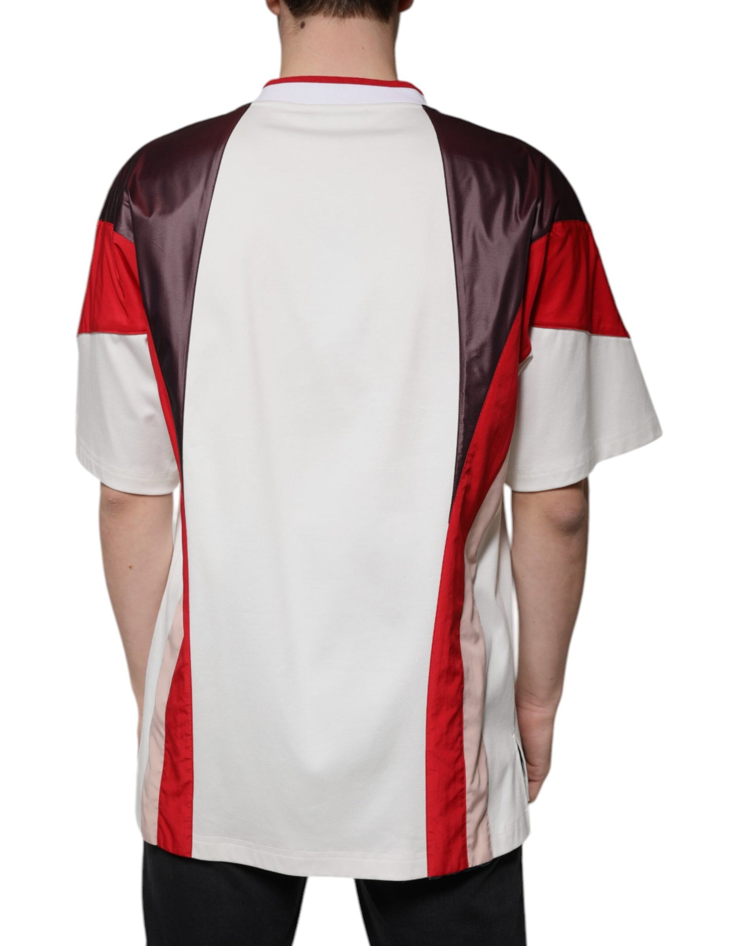 Camiseta de algodón con cuello en V y logotipo multicolor de Dolce &amp; Gabbana