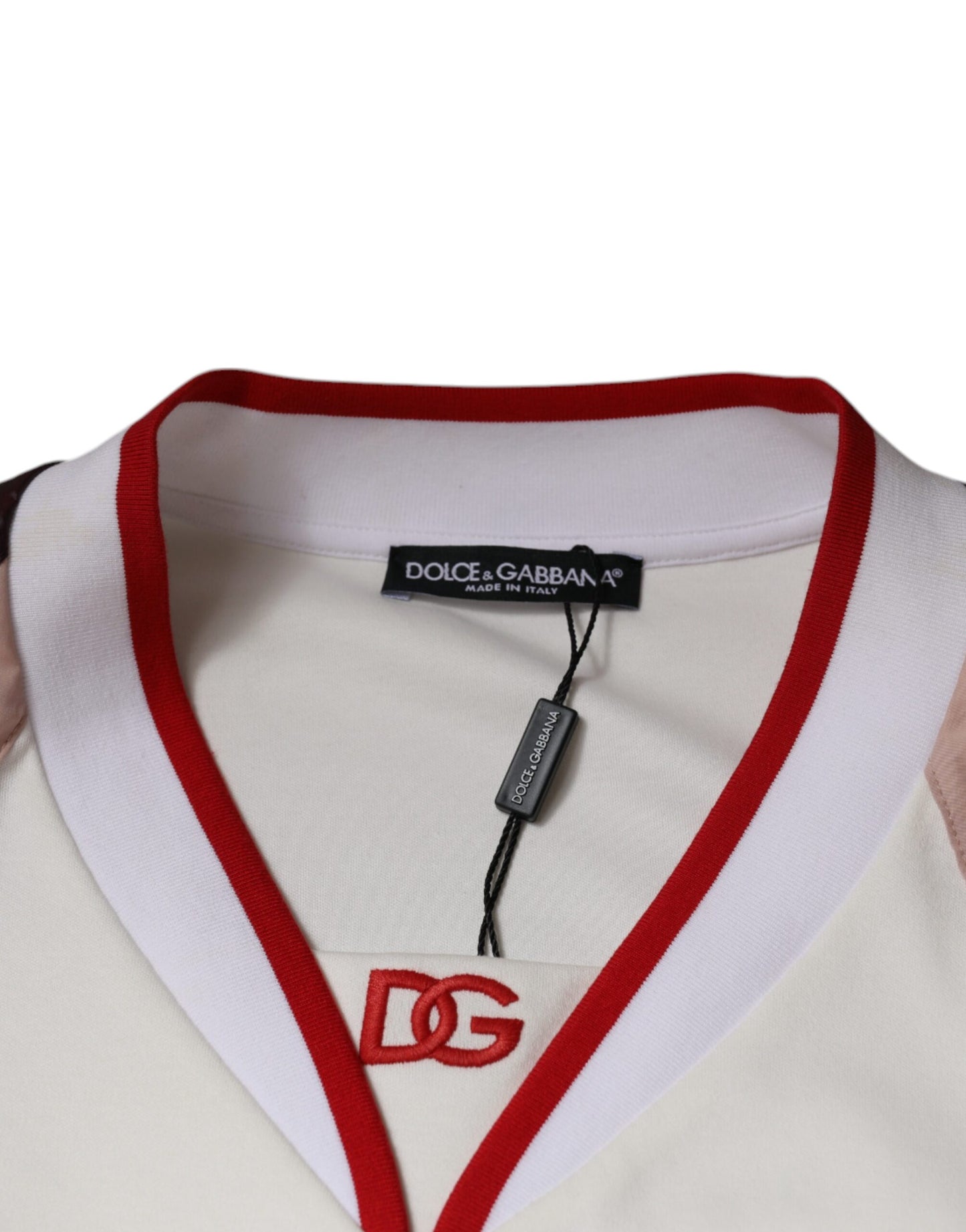 Camiseta de algodón con cuello en V y logotipo multicolor de Dolce &amp; Gabbana