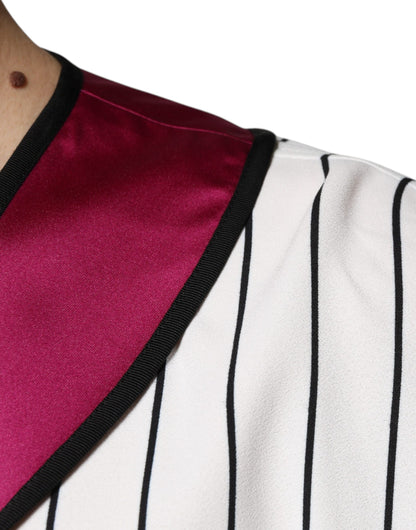 Camiseta de cuello en V con botones y logotipo multicolor de Dolce &amp; Gabbana