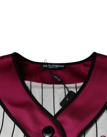Camiseta de cuello en V con botones y logotipo multicolor de Dolce &amp; Gabbana
