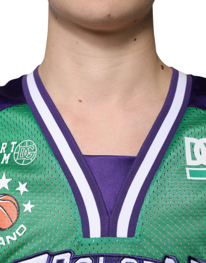 Camiseta sin mangas de jersey de poliéster verde de Dolce &amp; Gabbana