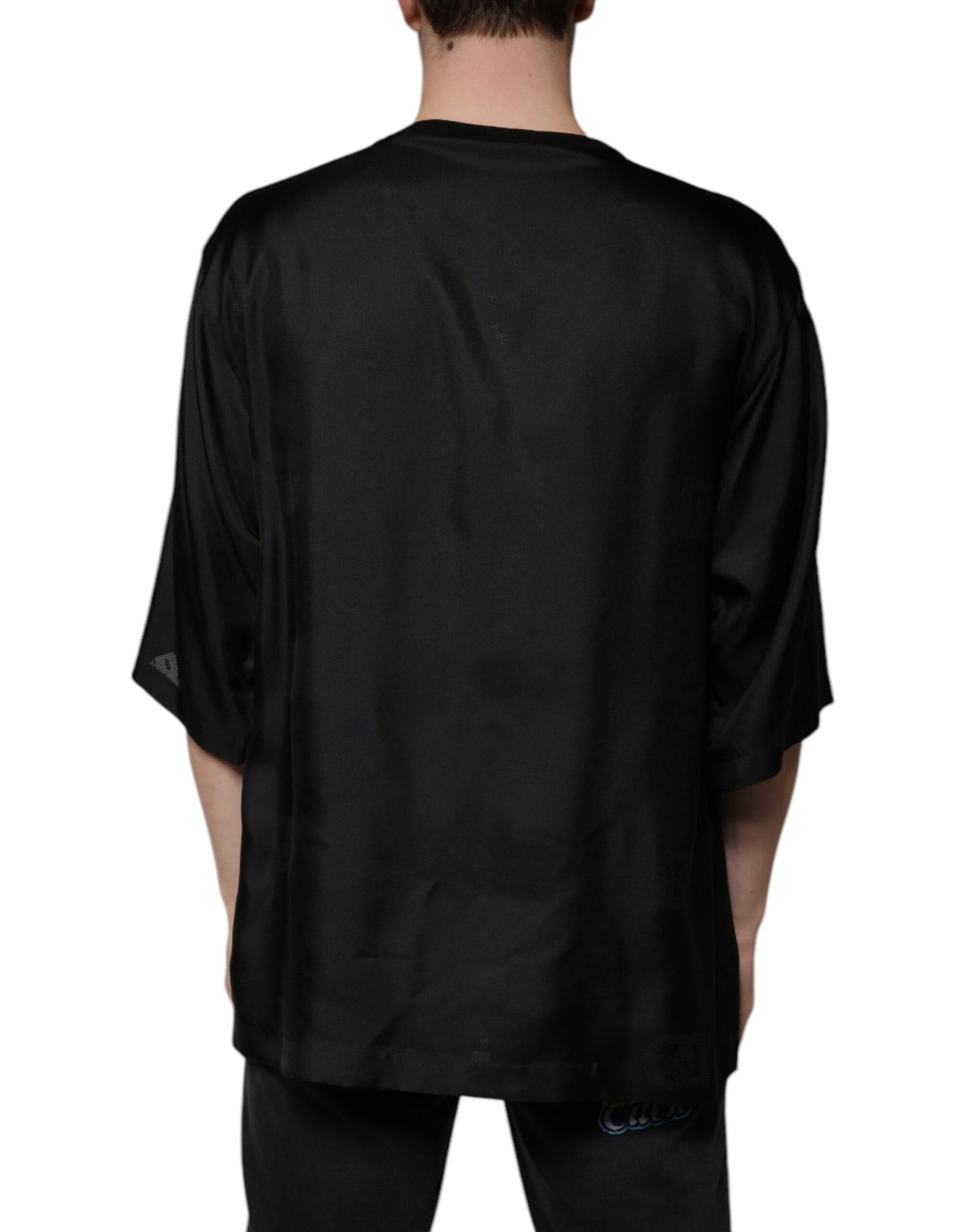 Camiseta de manga corta con cuello cuadrado de algodón negro de Dolce &amp; Gabbana