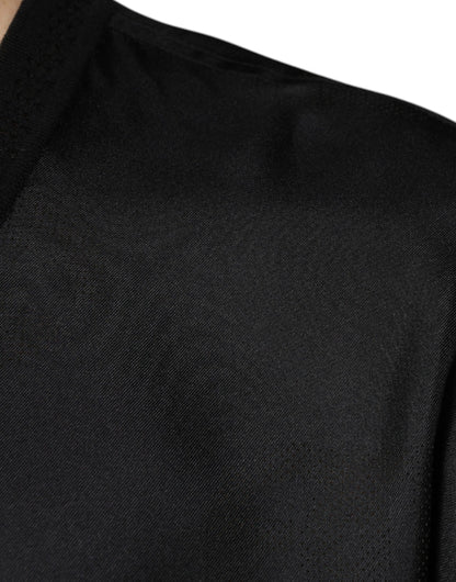 Camiseta de manga corta con cuello cuadrado de algodón negro de Dolce &amp; Gabbana