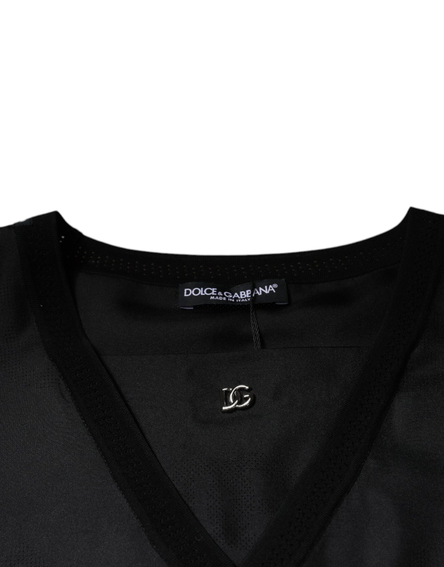 Camiseta de manga corta con cuello cuadrado de algodón negro de Dolce &amp; Gabbana