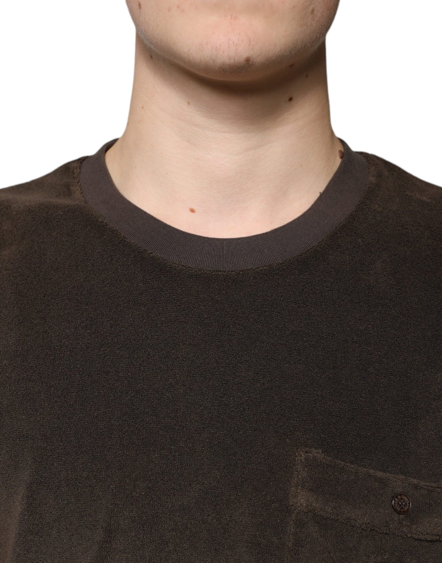 Camiseta de algodón marrón de manga corta y cuello redondo de Dolce &amp; Gabbana