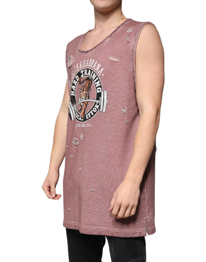 Camiseta sin mangas de cuello redondo de algodón marrón de Dolce &amp; Gabbana