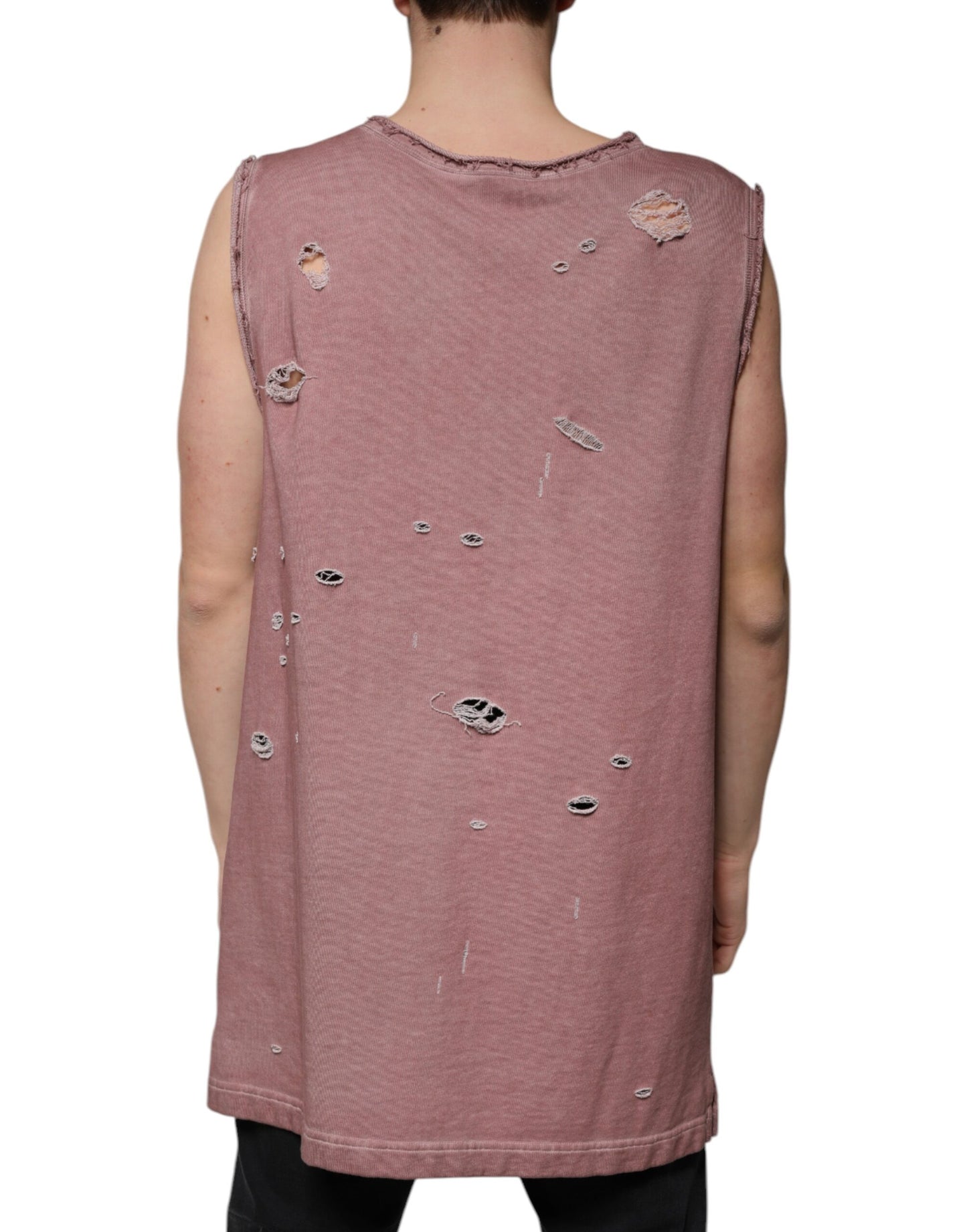 Camiseta sin mangas de cuello redondo de algodón marrón de Dolce &amp; Gabbana