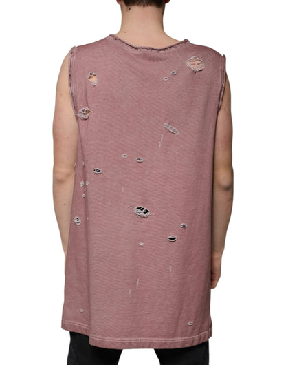 Camiseta sin mangas de cuello redondo de algodón marrón de Dolce &amp; Gabbana