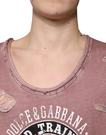 Camiseta sin mangas de cuello redondo de algodón marrón de Dolce &amp; Gabbana