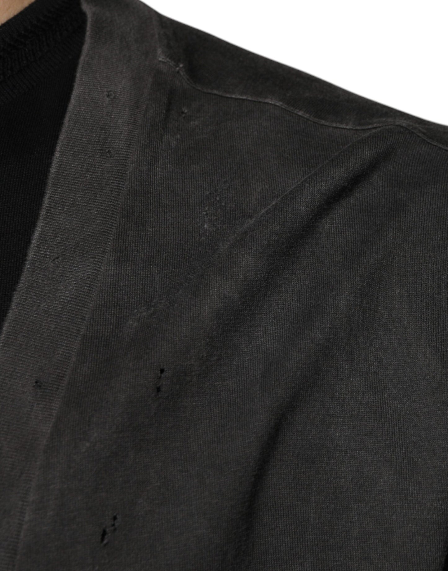Dolce &amp; Gabbana Camiseta negra de manga corta con cuello redondo de algodón