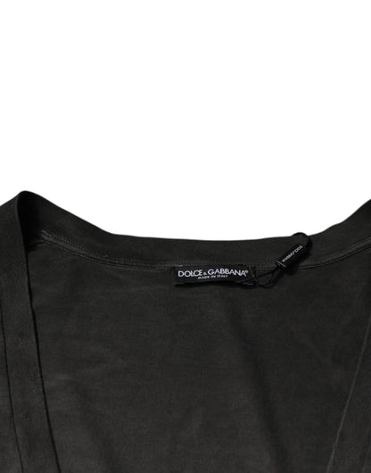 Dolce &amp; Gabbana Camiseta negra de manga corta con cuello redondo de algodón