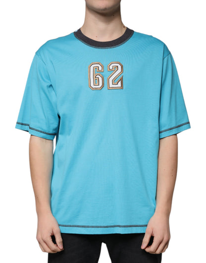 Camiseta de manga corta con cuello redondo y logotipo azul de Dolce &amp; Gabbana