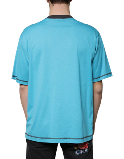 Camiseta de manga corta con cuello redondo y logotipo azul de Dolce &amp; Gabbana