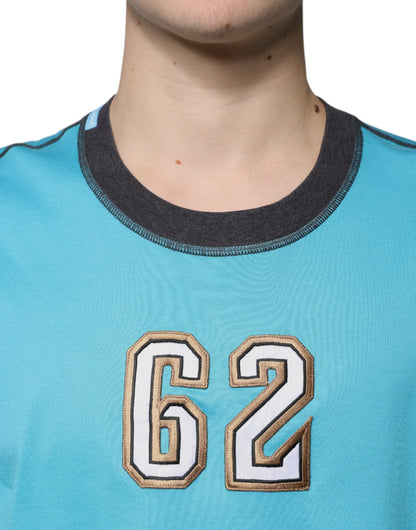 Camiseta de manga corta con cuello redondo y logotipo azul de Dolce &amp; Gabbana