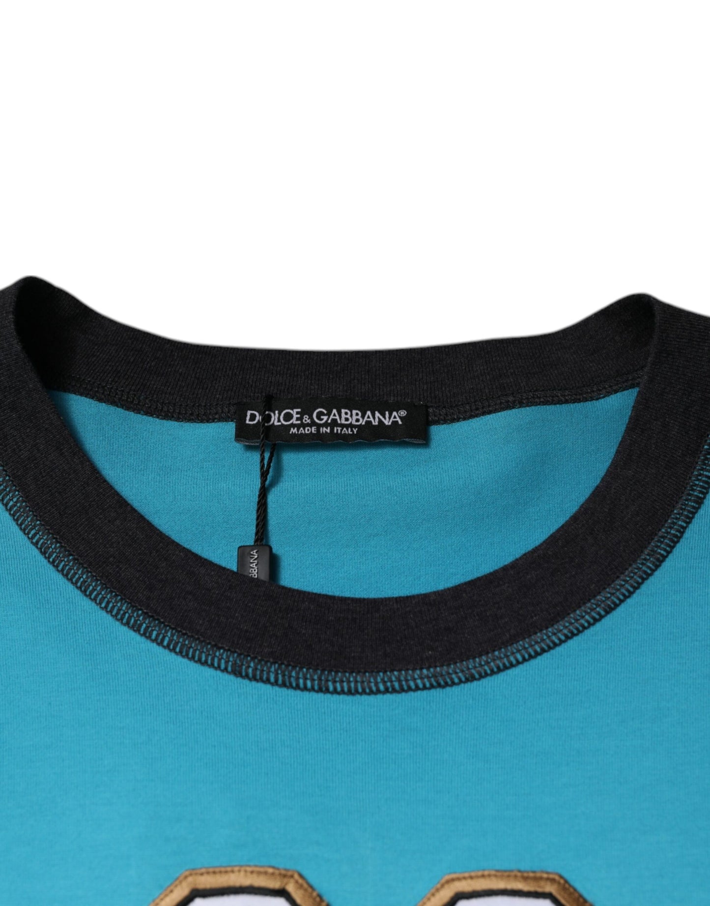 Camiseta de manga corta con cuello redondo y logotipo azul de Dolce &amp; Gabbana