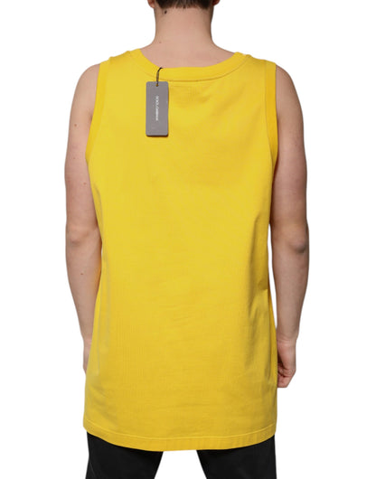 Camiseta sin mangas de cuello redondo de algodón amarillo de Dolce &amp; Gabbana