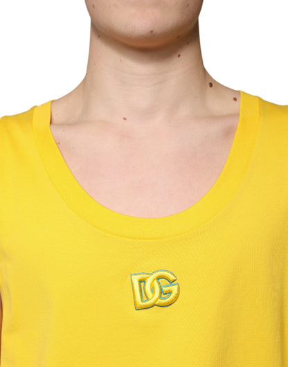 Camiseta sin mangas de cuello redondo de algodón amarillo de Dolce &amp; Gabbana