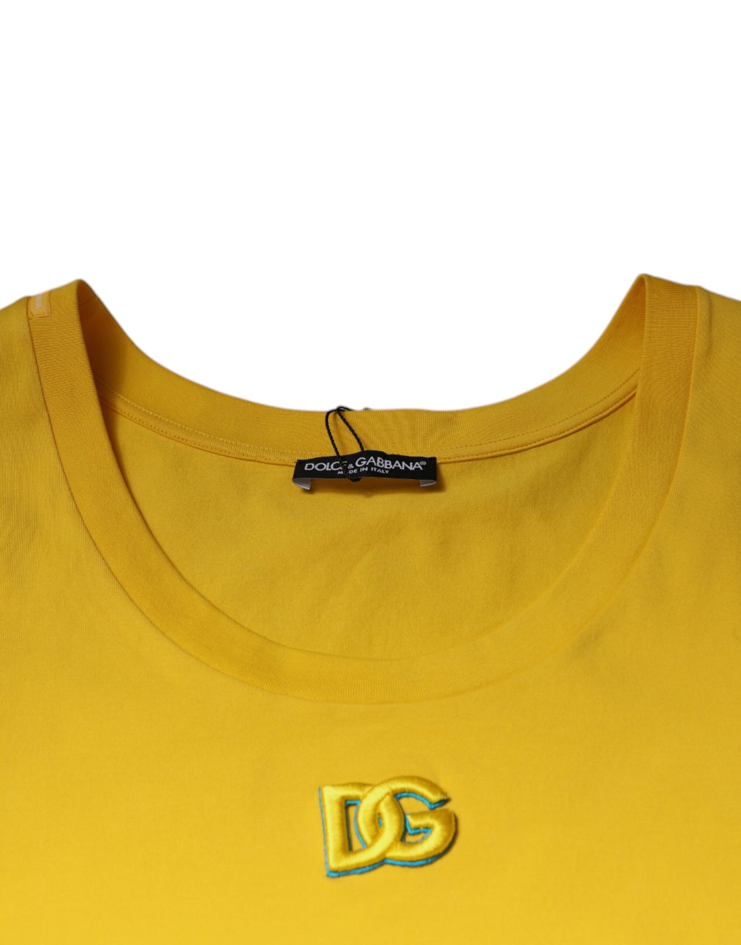 Camiseta sin mangas de cuello redondo de algodón amarillo de Dolce &amp; Gabbana