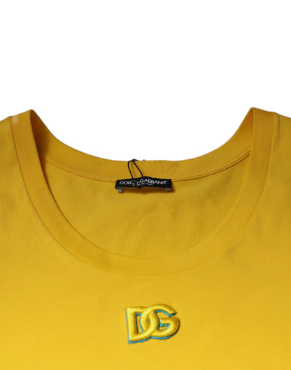Camiseta sin mangas de cuello redondo de algodón amarillo de Dolce &amp; Gabbana