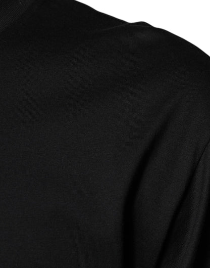 Dolce &amp; Gabbana Camiseta negra de manga corta con cuello redondo de algodón