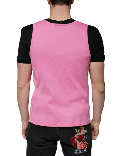 Camiseta sin mangas de cuello redondo de algodón rosa de Dolce &amp; Gabbana