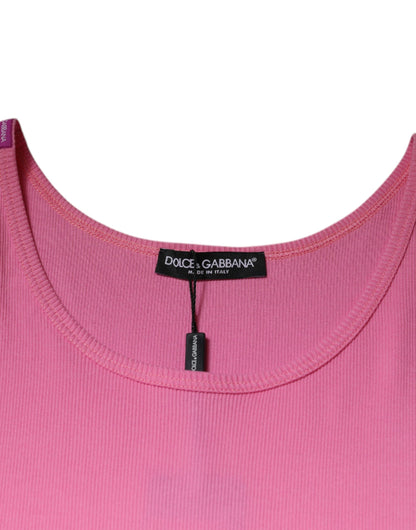 Camiseta sin mangas de cuello redondo de algodón rosa de Dolce &amp; Gabbana