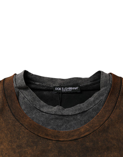 Camiseta sin mangas de cuello redondo de algodón marrón de Dolce &amp; Gabbana