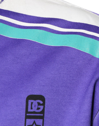 Camiseta de algodón con cuello en V y logo morado de Dolce &amp; Gabbana