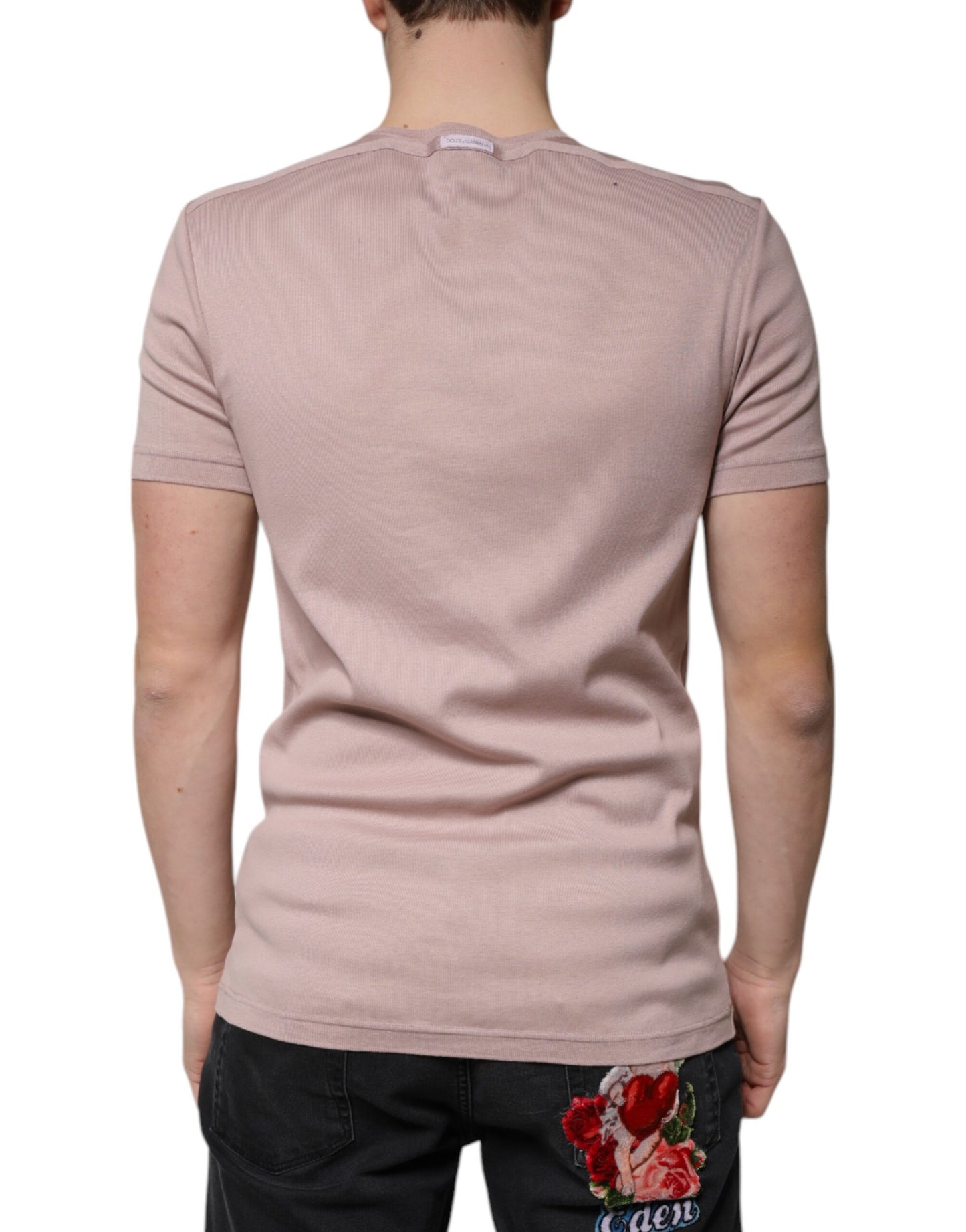 Camiseta Dolce &amp; Gabbana de algodón marrón con cuello redondo y mangas cortas