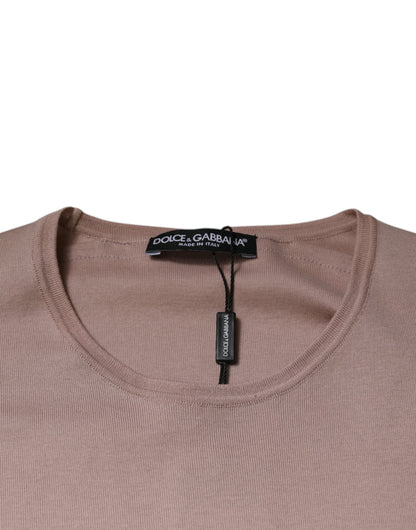 Camiseta Dolce &amp; Gabbana de algodón marrón con cuello redondo y mangas cortas