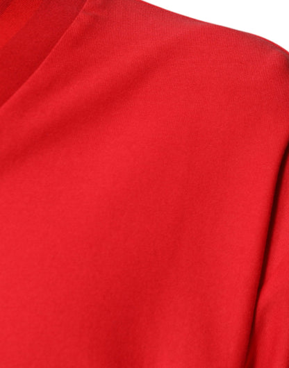 Camiseta de algodón roja de manga corta con cuello en V de Dolce &amp; Gabbana