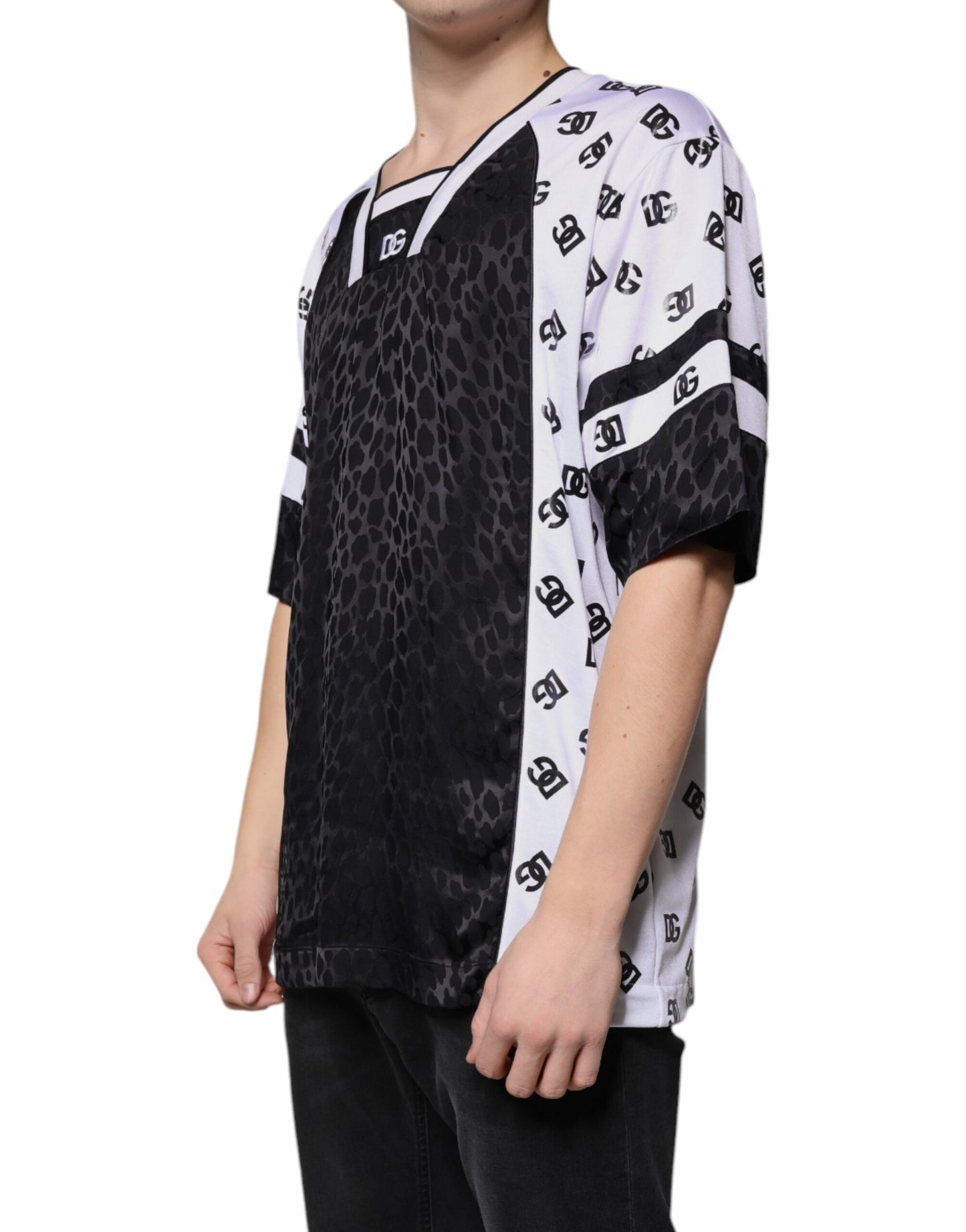 Camiseta de manga corta Dolce &amp; Gabbana con logotipo blanco y negro para hombre