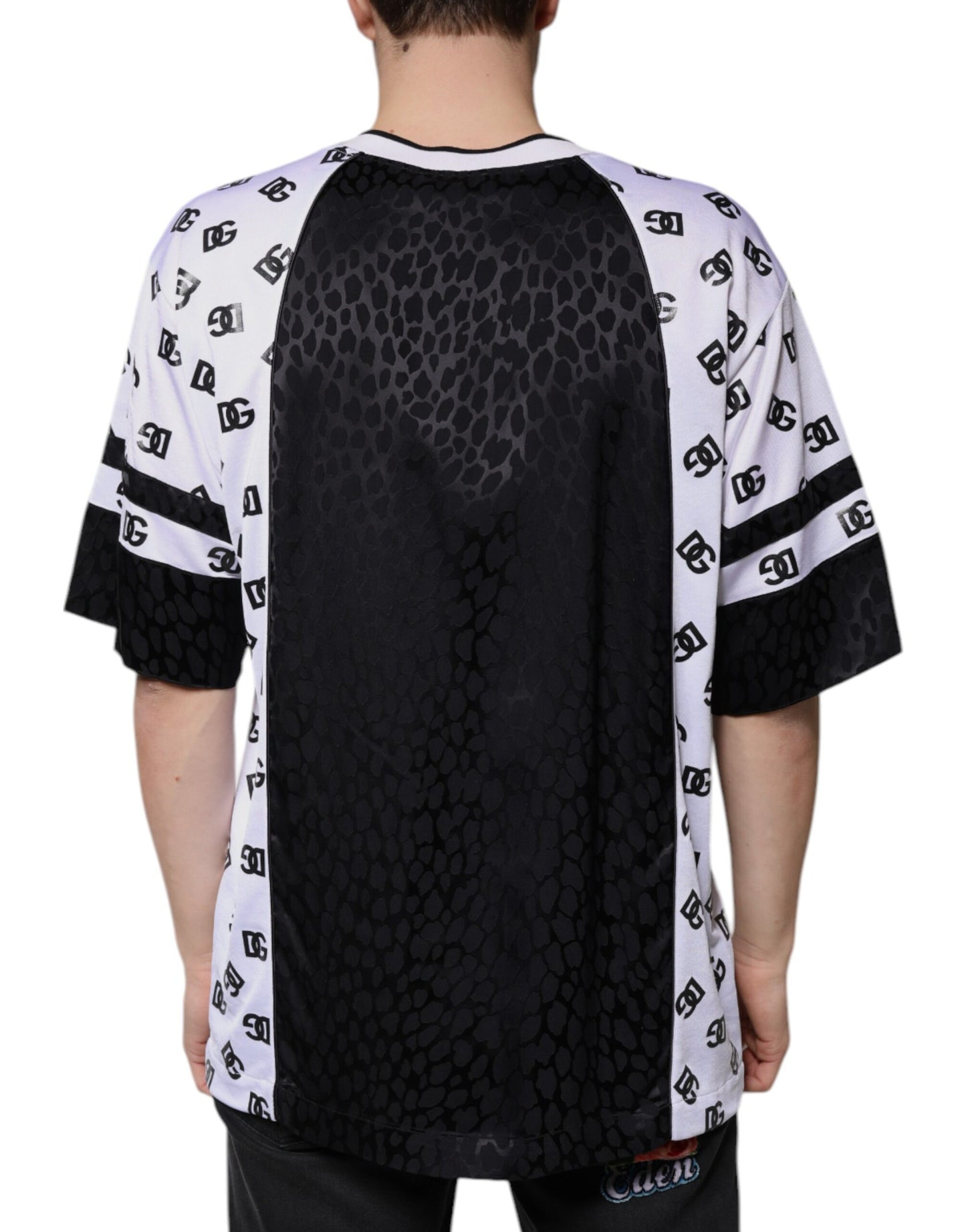 Camiseta de manga corta Dolce &amp; Gabbana con logotipo blanco y negro para hombre