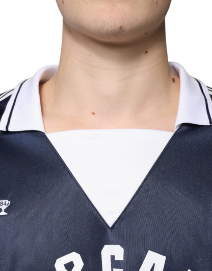 Camiseta de punto de manga larga azul y blanca Milano de Dolce &amp; Gabbana