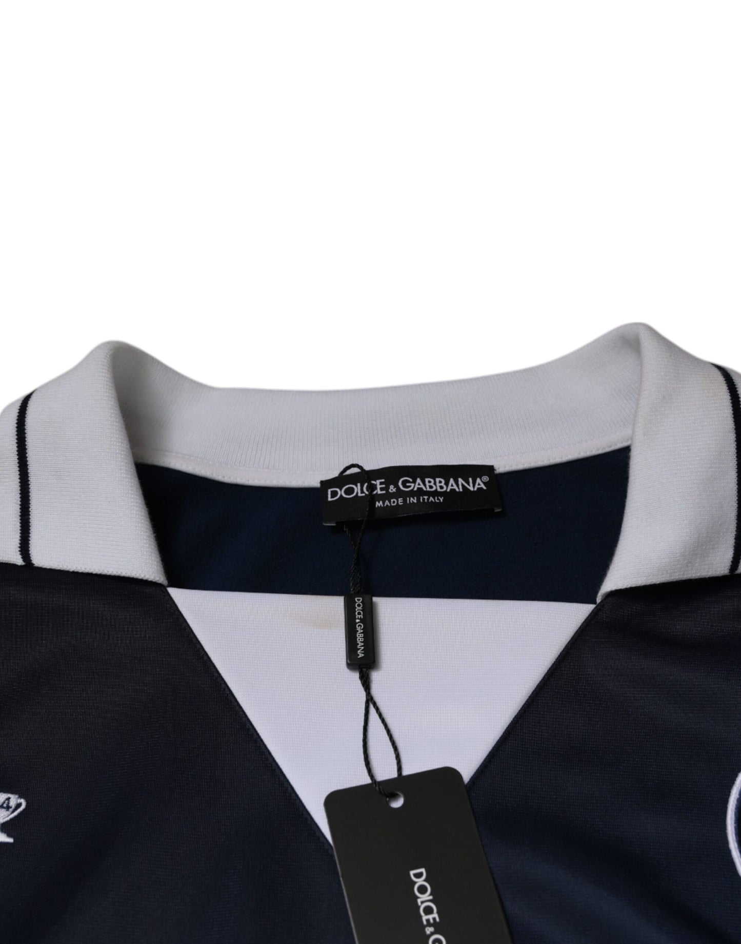 Camiseta de punto de manga larga azul y blanca Milano de Dolce &amp; Gabbana